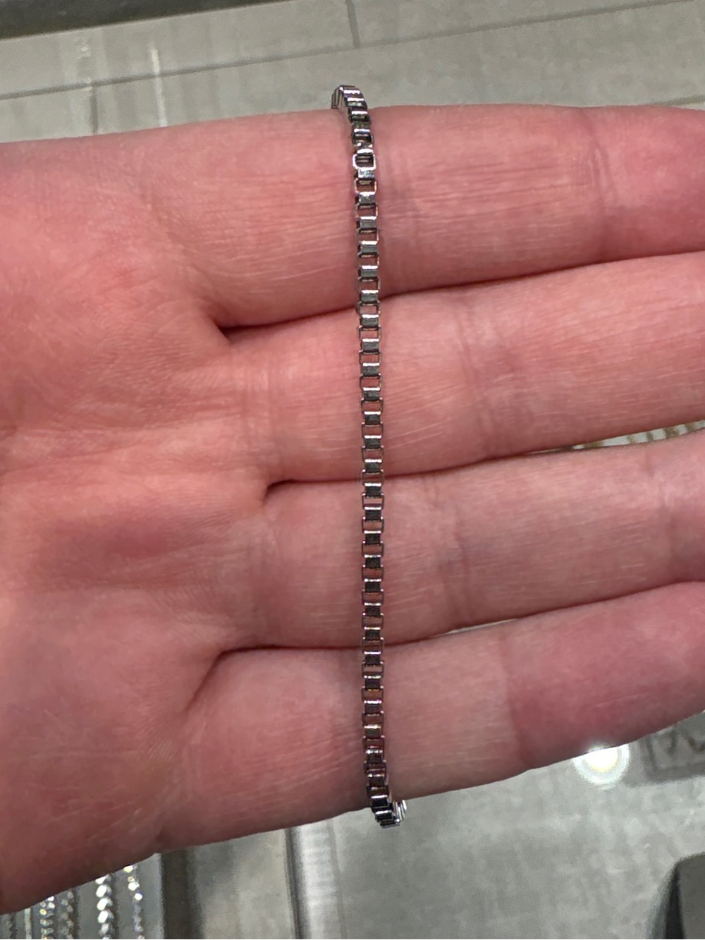 990 Platinum PVD Box Chain Bracelet Stainless Steel NWT